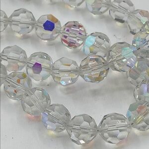 4.15.26-20 Vintage Crystal Aurora Borealis Bead Necklace & Bracelet Set - Clear